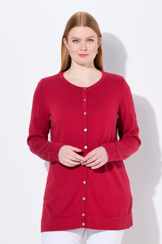 Cardigan twinset en coton Pima, col rond et manches longues