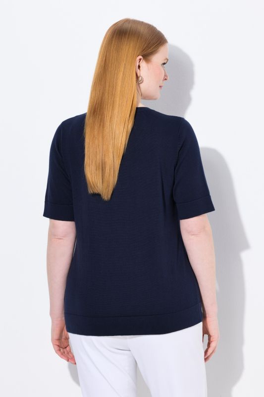 Pull twinset en coton Pima, col rond et manches courtes