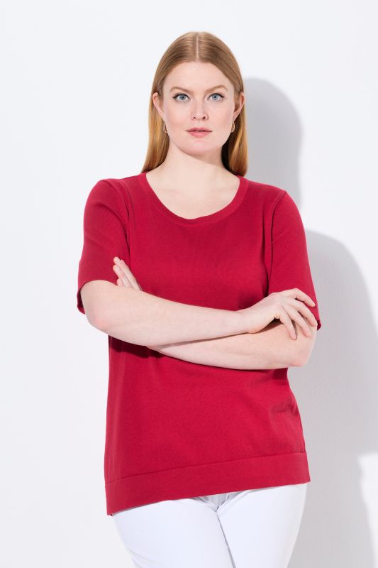 Pull twinset en coton Pima, col rond et manches courtes