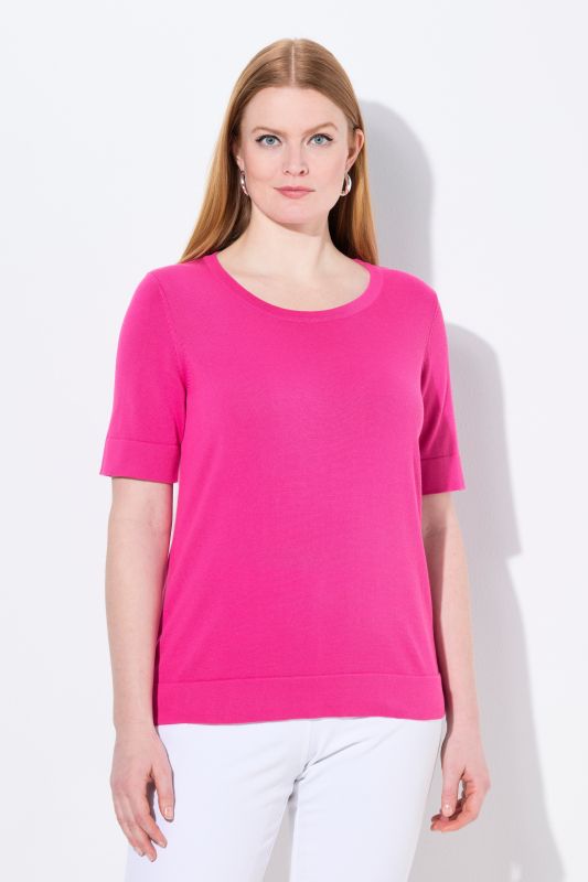 Pull twinset en coton Pima, col rond et manches courtes