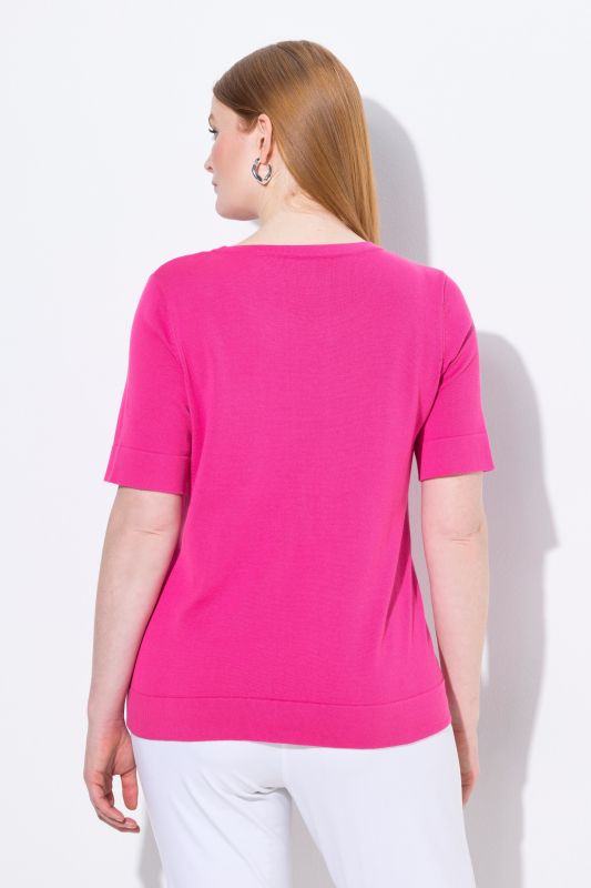 Pull twinset en coton Pima, col rond et manches courtes