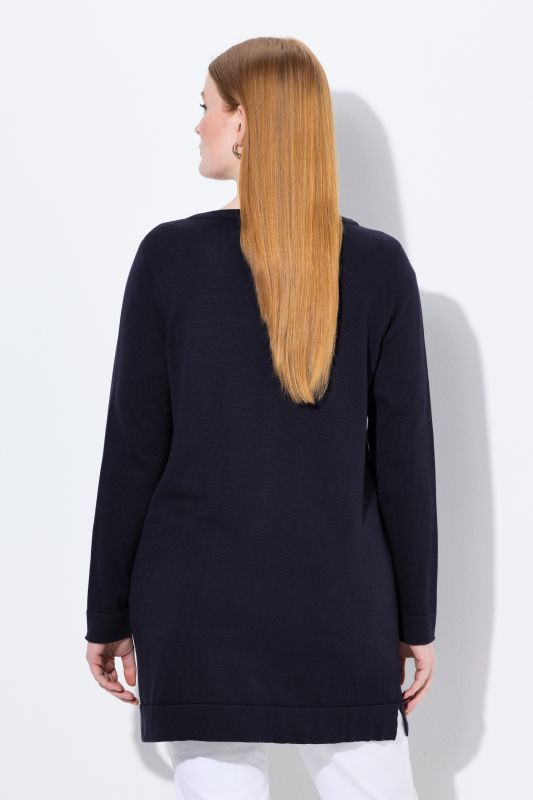 Long cardigan en coton Pima, encolure en V et manches longues
