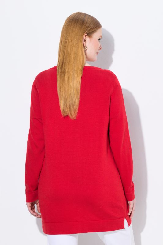 Long cardigan en coton Pima, encolure en V et manches longues