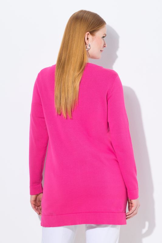 Long cardigan en coton Pima, encolure en V et manches longues