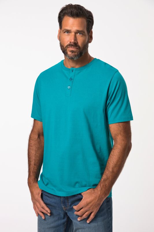 T-shirt Henley, collection Basic. Manches courtes et patte de boutonnage