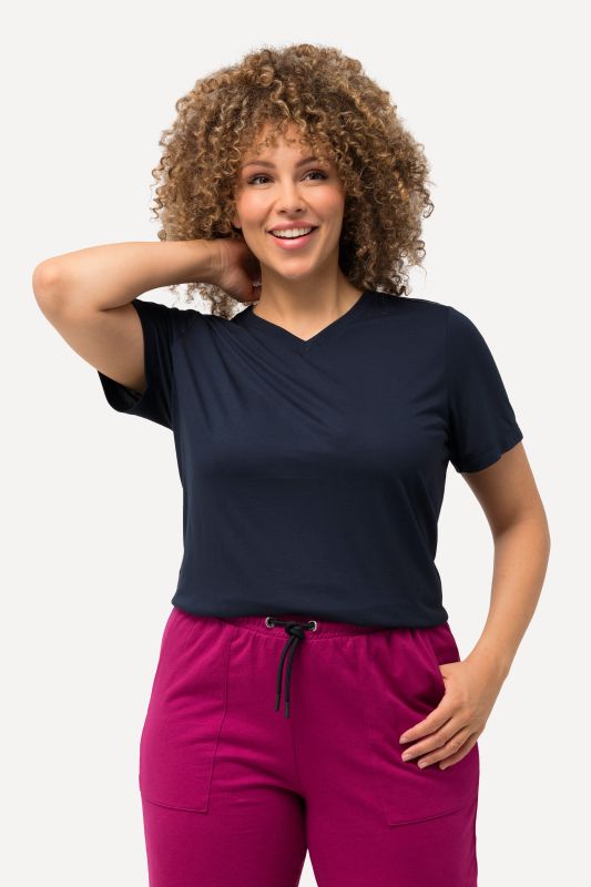 T-shirt technique, antibactérien, col en V et manches courtes