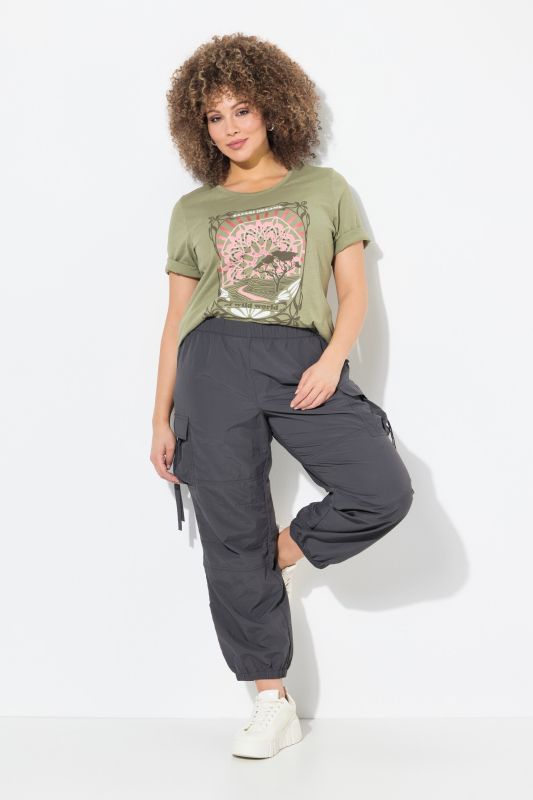 Pantalon cargo style militaire, avec taille élastique et cordon