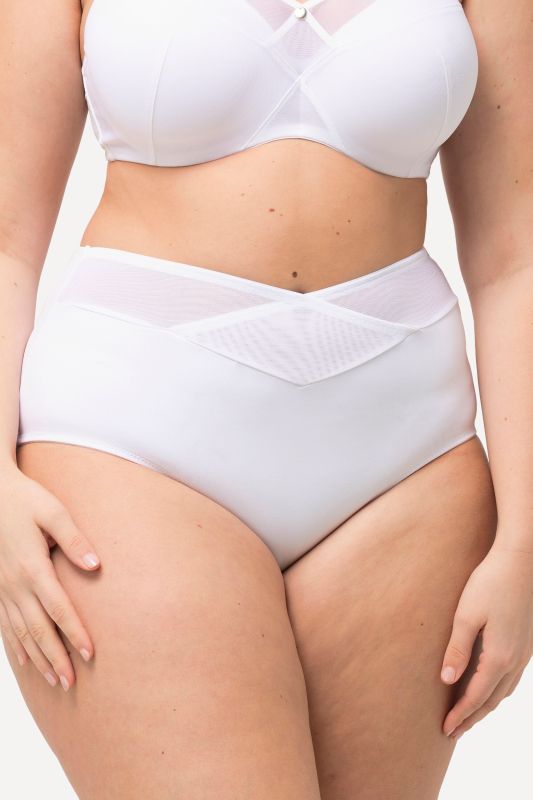 Culotte maxi sculptante taille haute, large taille en mesh et effet cache-cœur