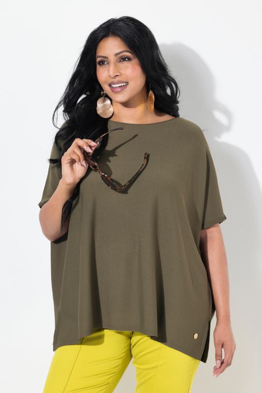 Pull oversize à manches longues, encolure bateau et manches chauve-souris