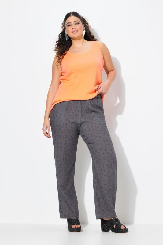 Pantalon à enfiler Rose, jambe large et taille élastique, tissu mousseline