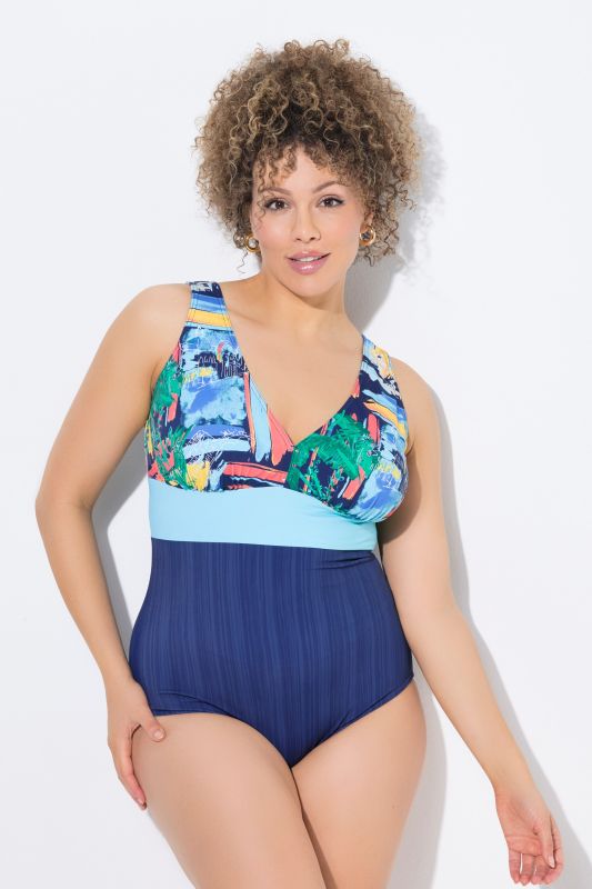 Maillot de bain avec bonnets souples, décolleté rond, matière recyclée