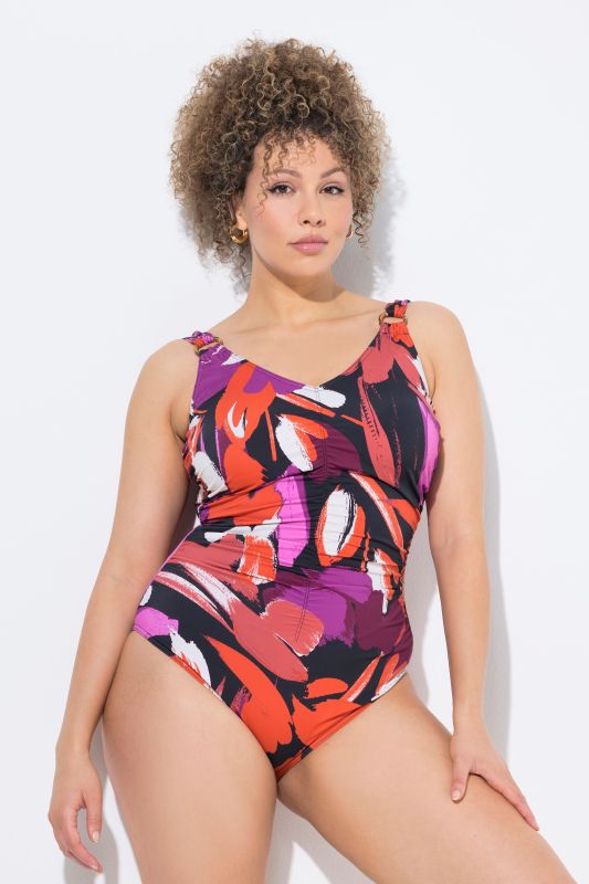 Maillot de bain à bonnets souples, fronces et décolleté en V