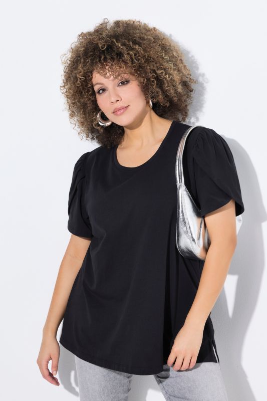 T-Shirt effet de superposition, décolleté rond et manches courtes, coupe évasée