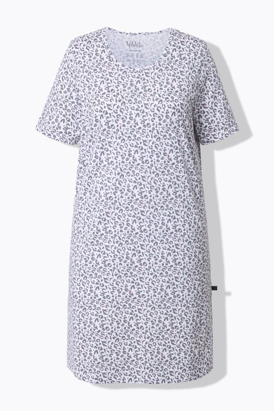 Lot de 2 chemises de nuit, motif léopard, décolleté rond et manches courtes