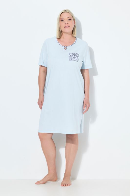 Lot de 2 chemises de nuit, motif léopard, décolleté rond et manches courtes