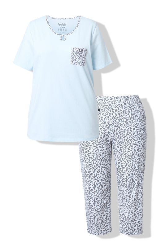 Pyjama motif léopard, décolleté rond et manches courtes
