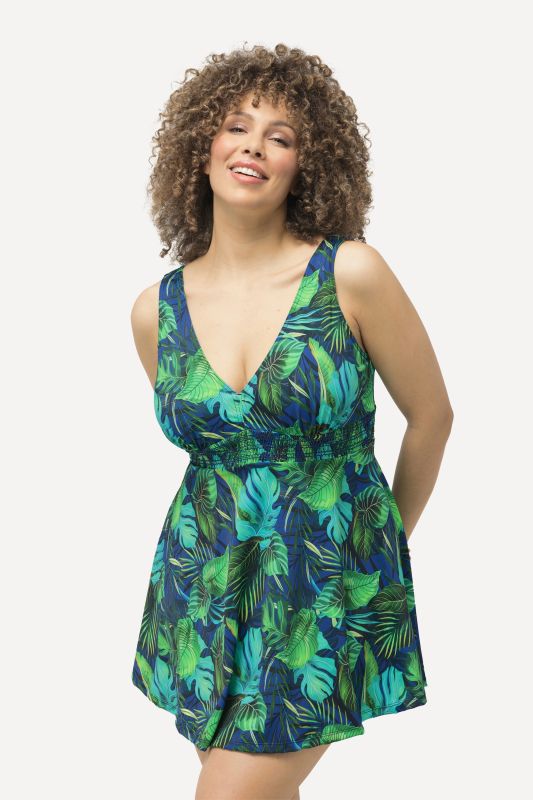 Robe de bain à bonnets souples, imprimé jungle, bretelles ajustables