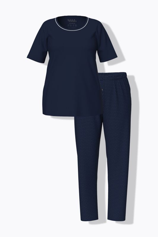 Pyjama à manches courtes, col rond et motif à pois