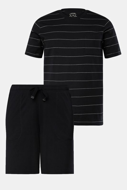 Pyjama court deux pièces, T-shirt rayé et short - jusqu'au 8XL
