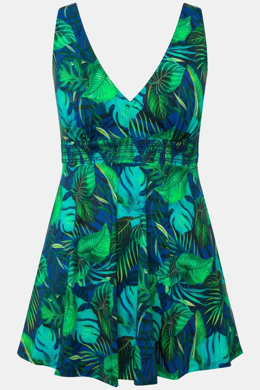 Robe de bain à bonnets souples, imprimé jungle, bretelles ajustables