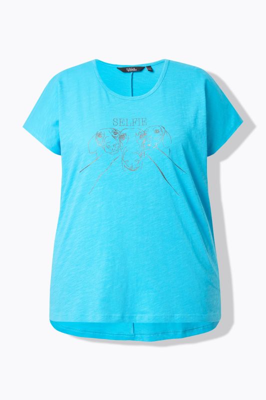 T-shirt oversized à imprimé animal métallisé, col rond et manches courtes