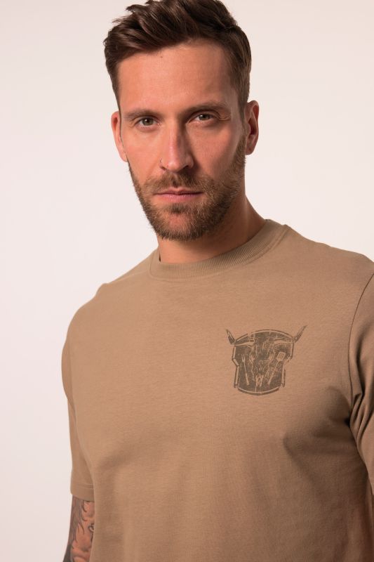 T-shirt JP 1880 à manches courtes, col rond et imprimé barbecue - jusqu'au 8 XL