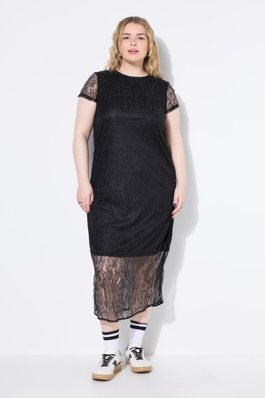 Robe maxi avec dentelle, fond de robe opaque et coupe Fitted Shape