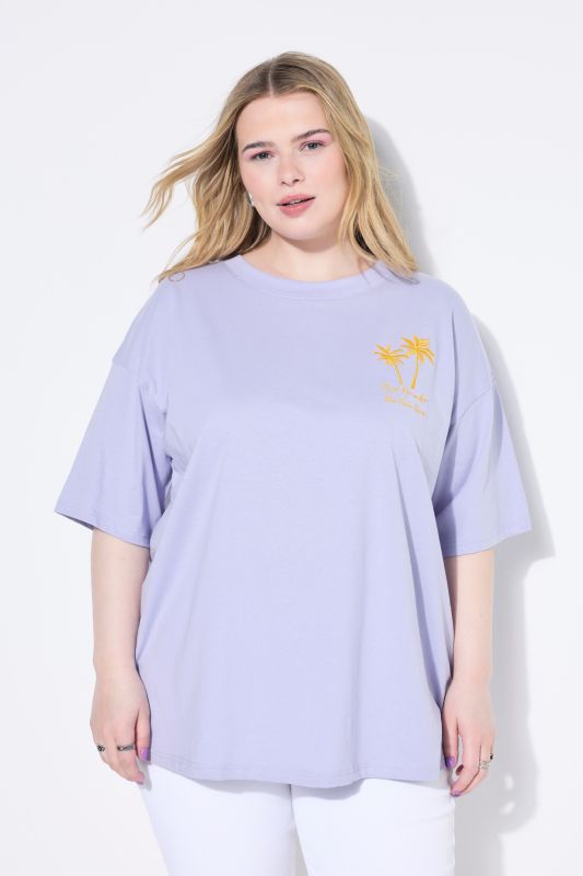 T-shirt oversize, broderie palmiers