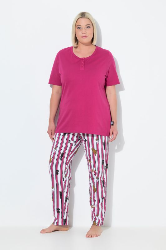 Pyjama deux pièces, T-shirt uni, pantalon avec motif hot-dog