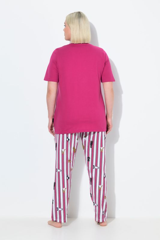 Pyjama deux pièces, T-shirt uni, pantalon avec motif hot-dog