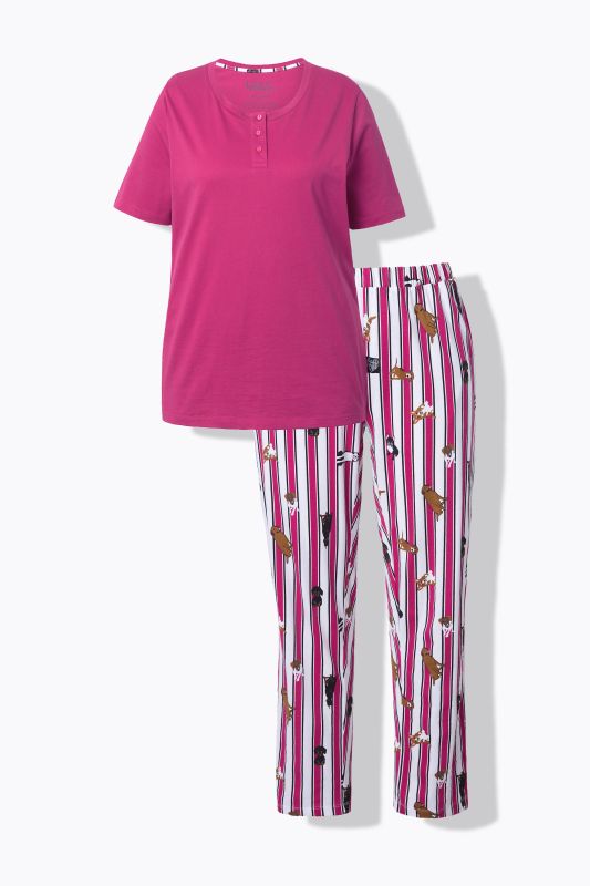 Pyjama deux pièces, T-shirt uni, pantalon avec motif hot-dog