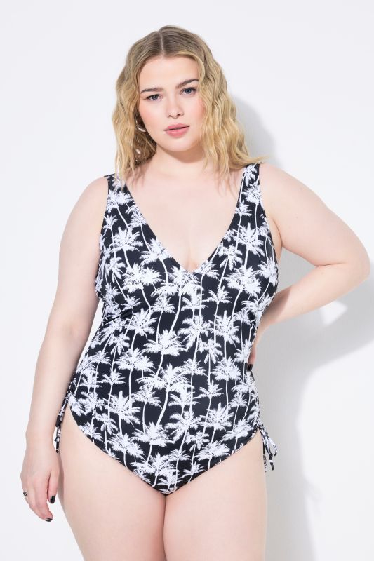 Maillot de bain à bonnets souples, rubans à froncer sur les côtés