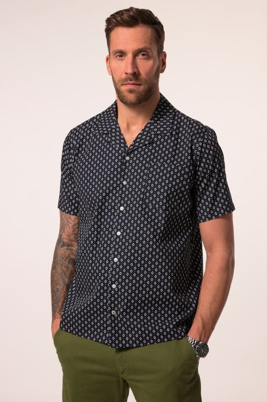 Chemise JP 1880 dans un imprimé all-over, manches courtes et col cubain - jusqu'au 8 XL