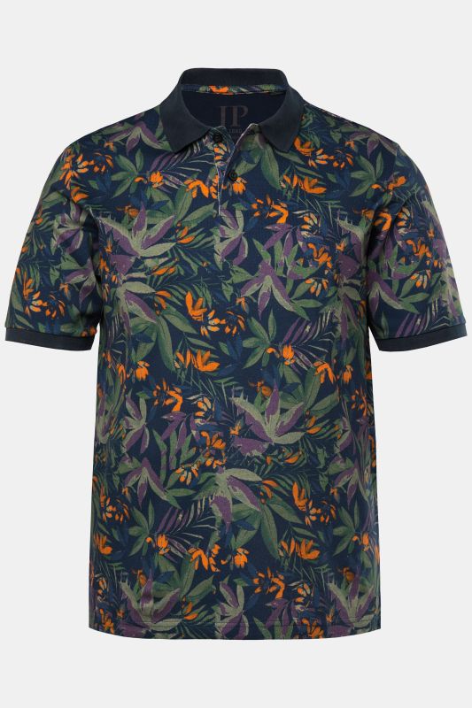 Polo JP 1880 à manches courtes en maille piquée, imprimé floral - jusqu'au 8 XL