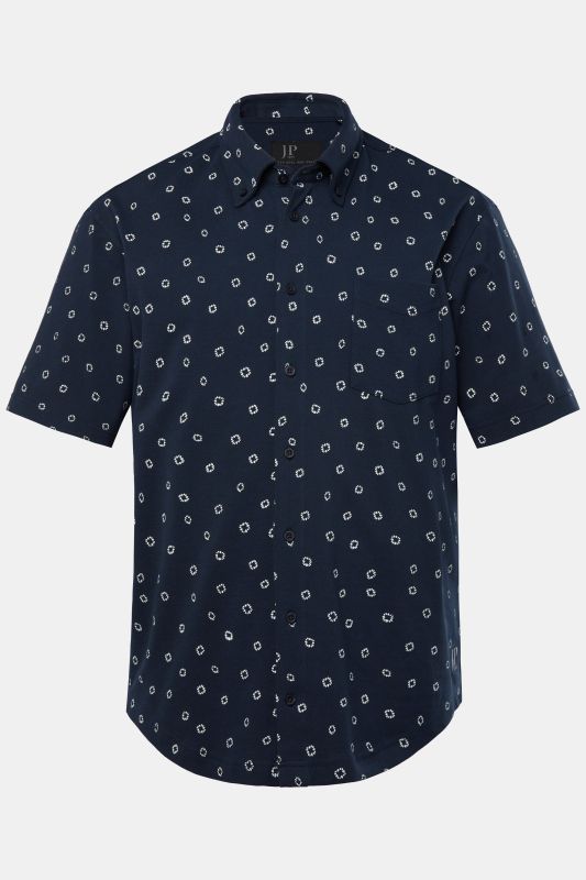 Chemise JP 1880 en maille piquée, manches courtes et col à pointes boutonnées, coupe Modern Fit - jusqu'au 8 XL