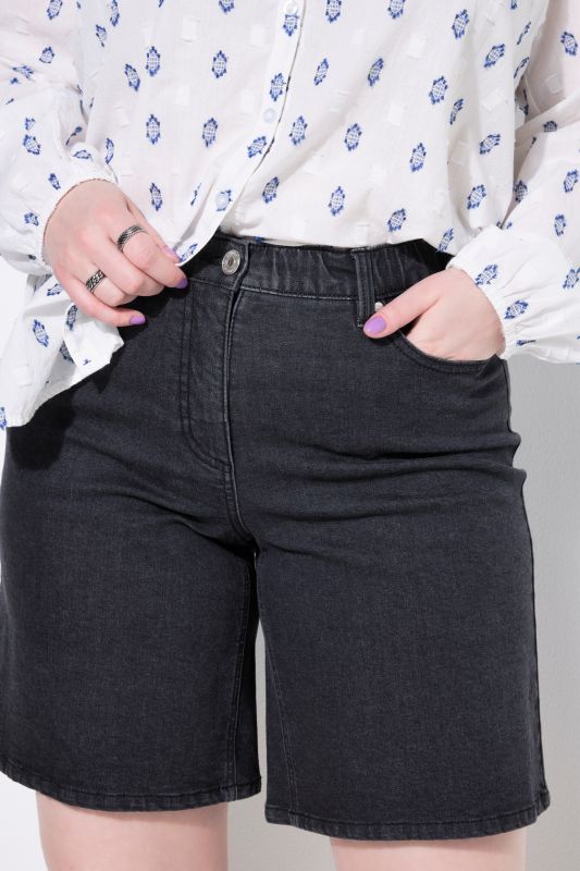 Bermuda en jean 5 poches, coupe Wide Legs