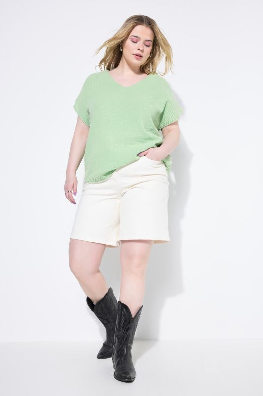 Bermuda en jean 5 poches, coupe Wide Legs