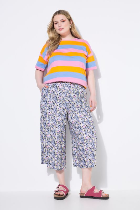 Jupe-culotte jambe large et taille élastique, imprimé all-over