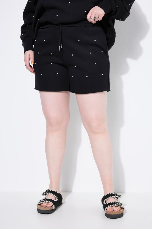 Short en molleton, perles fantaisie et coupe Wide Legs
