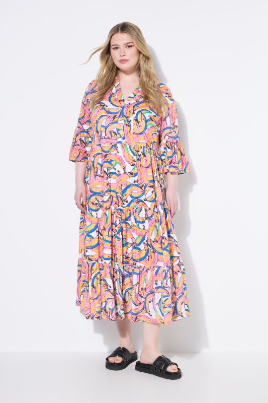 Robe maxi à volants, imprimé bananes