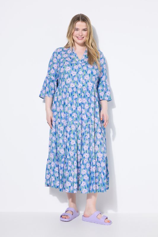 Robe maxi à volants, imprimé à fleurs