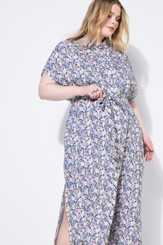 Robe chemisier, longueur maxi, imprimé à fleurs