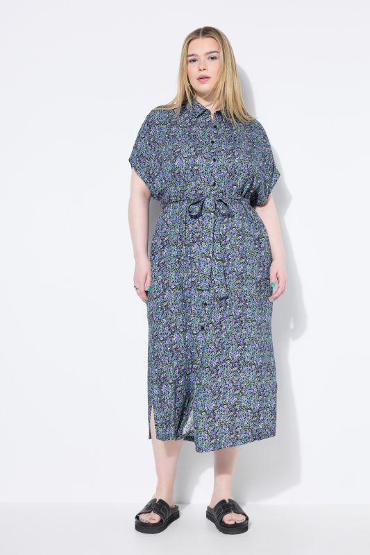 Robe chemisier, longueur maxi, imprimé à fleurs