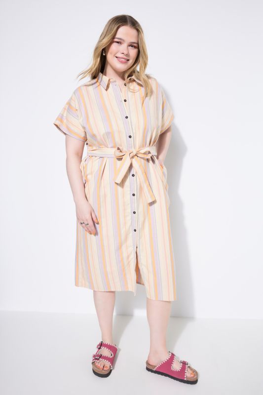 Robe-chemisier rayée, longueur midi