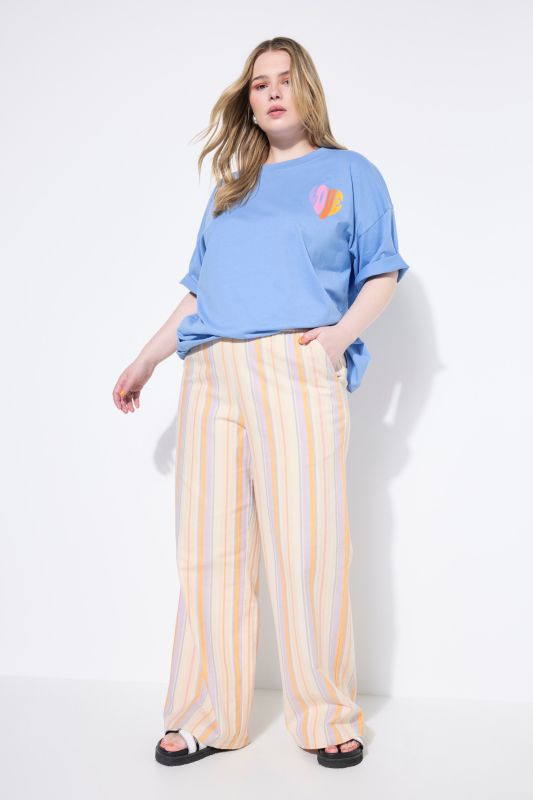 Pantalon rayé, coupe Wide Legs et ruban fantaisie