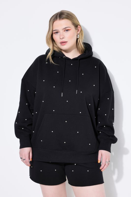 Sweat-shirt à capuche oversize, perles fantaisie