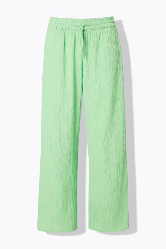 Pantalon en crêpe, jambe large et taille élastique