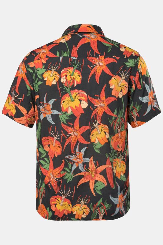 Chemise JP 1880 imprimé all-over, manches courtes et col à pointes boutonnées (boutons invisibles) - jusqu'au 8 XL