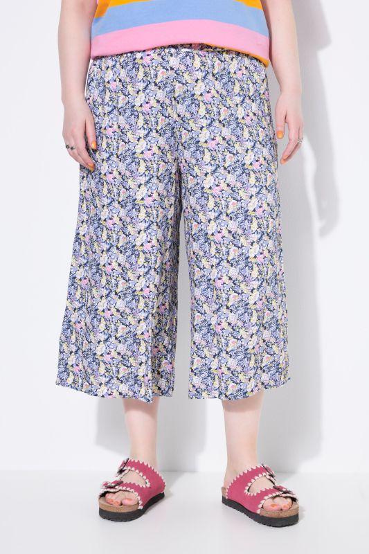 Jupe-culotte jambe large et taille élastique, imprimé all-over