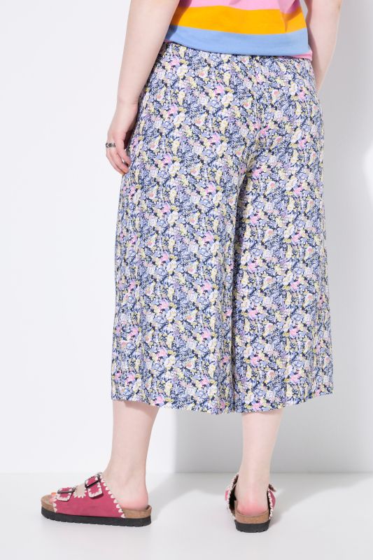 Jupe-culotte jambe large et taille élastique, imprimé all-over